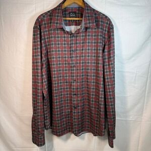 Jos. A. Bank Traveler Size XL Slim Fit Red/Grey/Black Plaid‎ Button Down Shirt